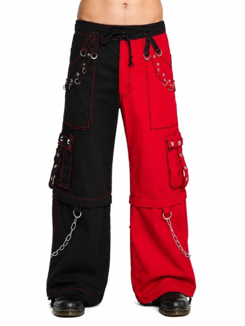 Men Bondage Red & Black Trouser Punk Rock Transformer Baggy Black Pants